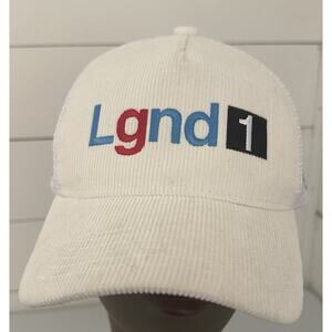 Lgnd 1 White Corduroy Mesh Adjustable Hat Cap SnapBack Racing Fuel